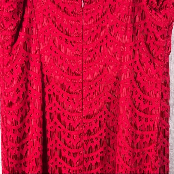Venus Lace Tiered Ruffle Hem High Low Event Evening Night Out Red Dress Size 10 - Picture 8 of 15
